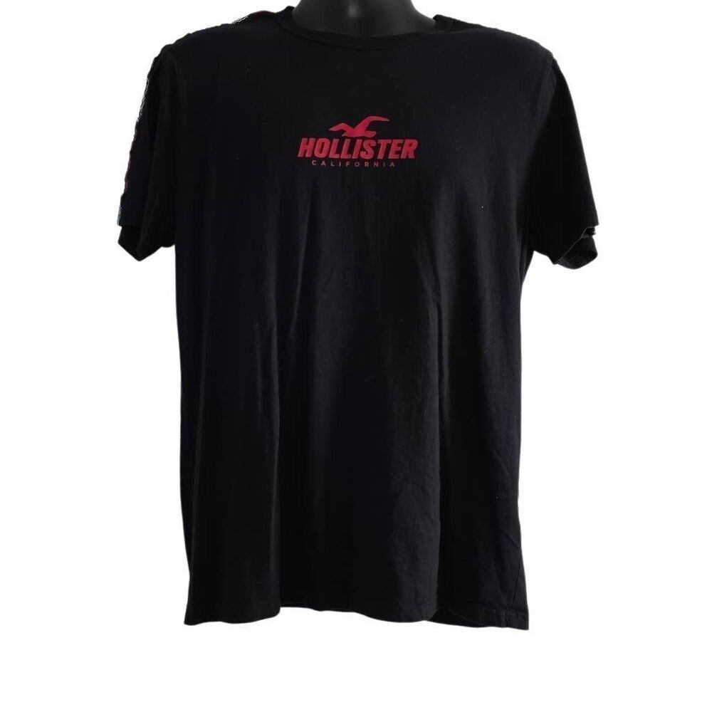 Hollister Men's Size Large Black Red Logo Short Sleeve T-Shirt